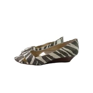Ralph Lauren Zebra Print Open Toe Wedges Womens Size 8